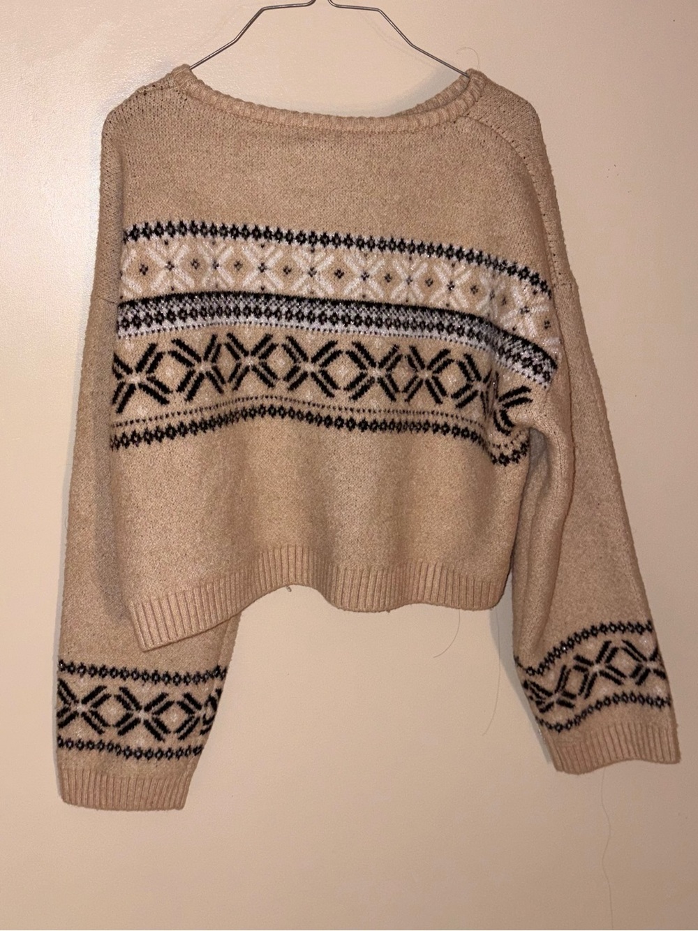 RACHEL Rachel Roy Cream Fair Isle Crewneck Sweater